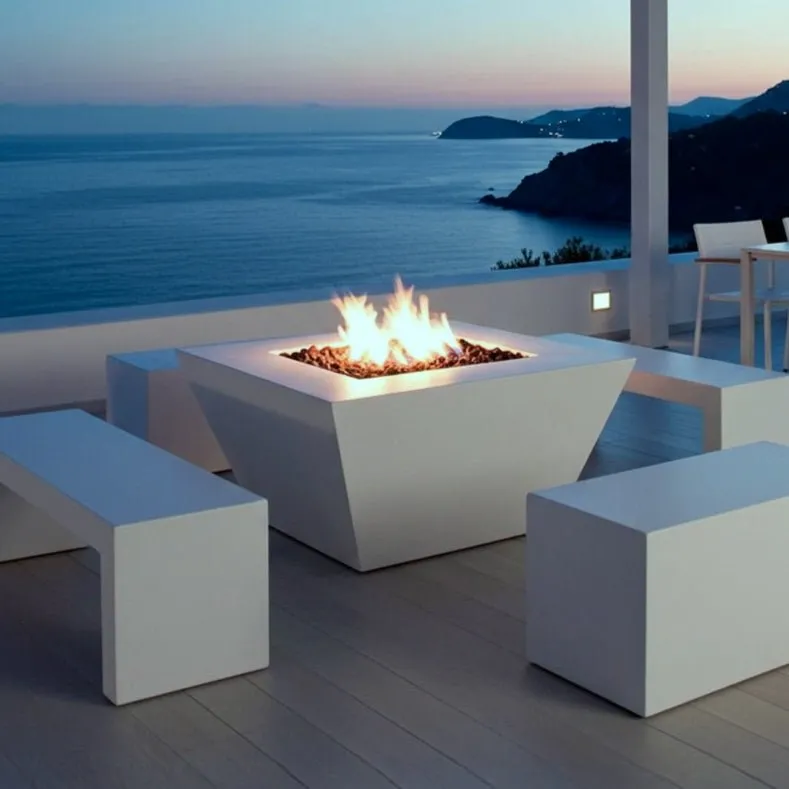Prism Square Fire Table - Aluminum