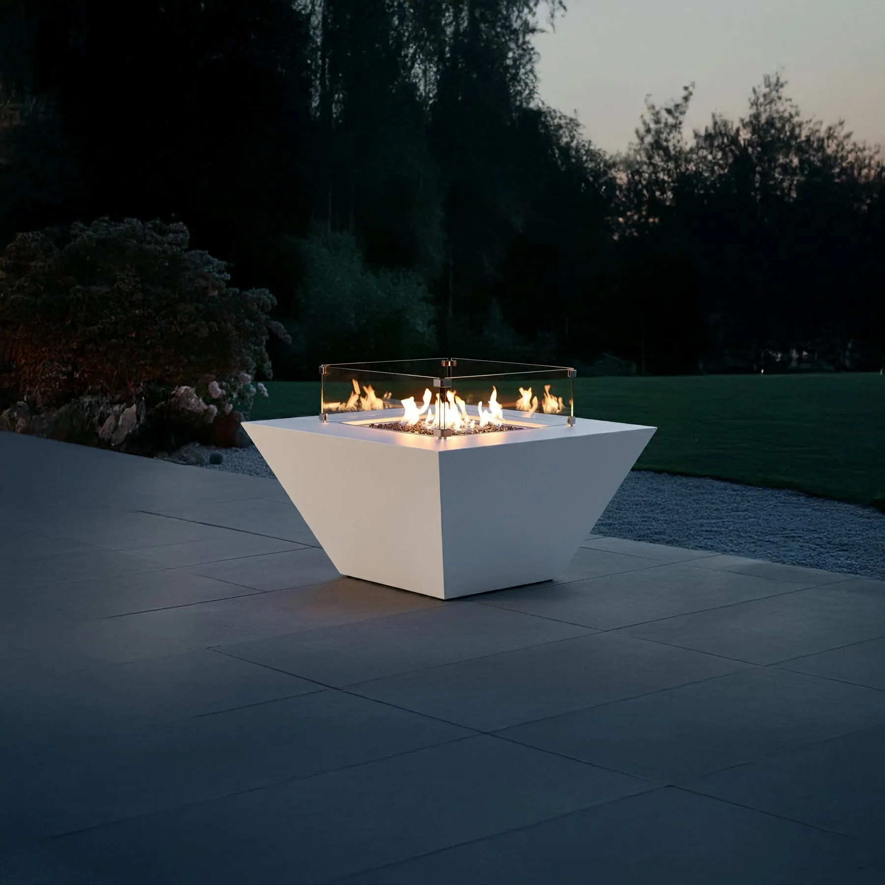 Prism Square Fire Table - Aluminum