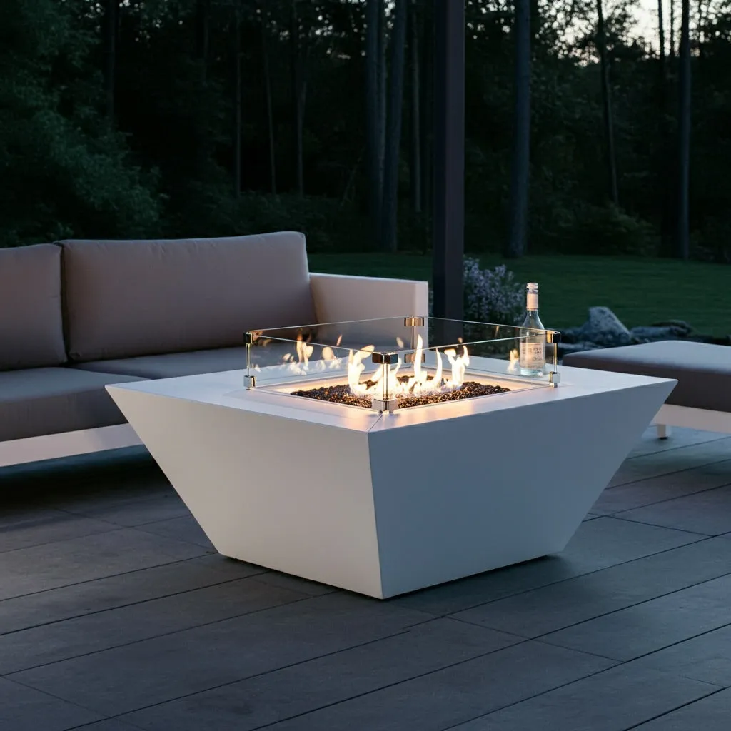 Prism Square Fire Table - Aluminum