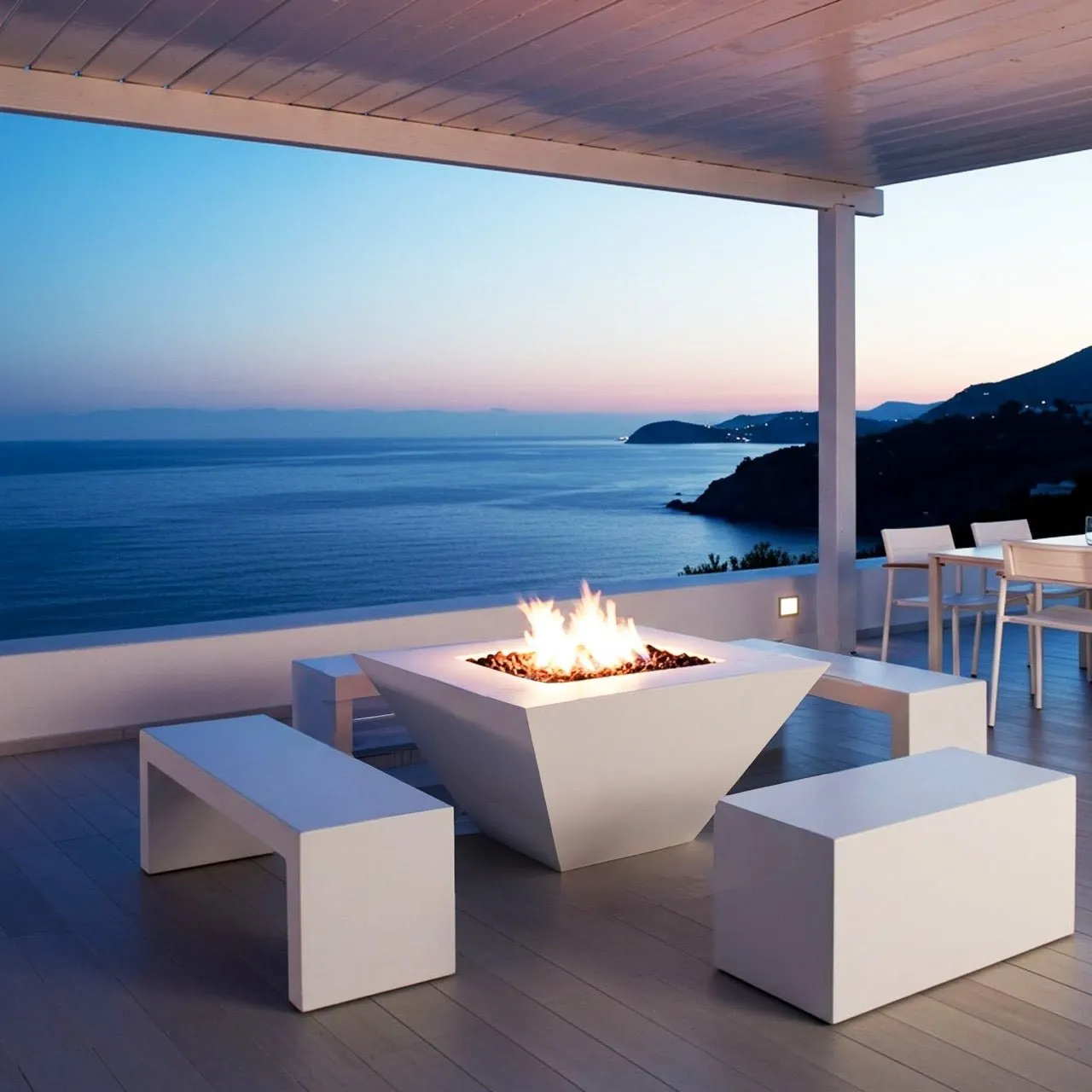 Prism Square Fire Table - Aluminum