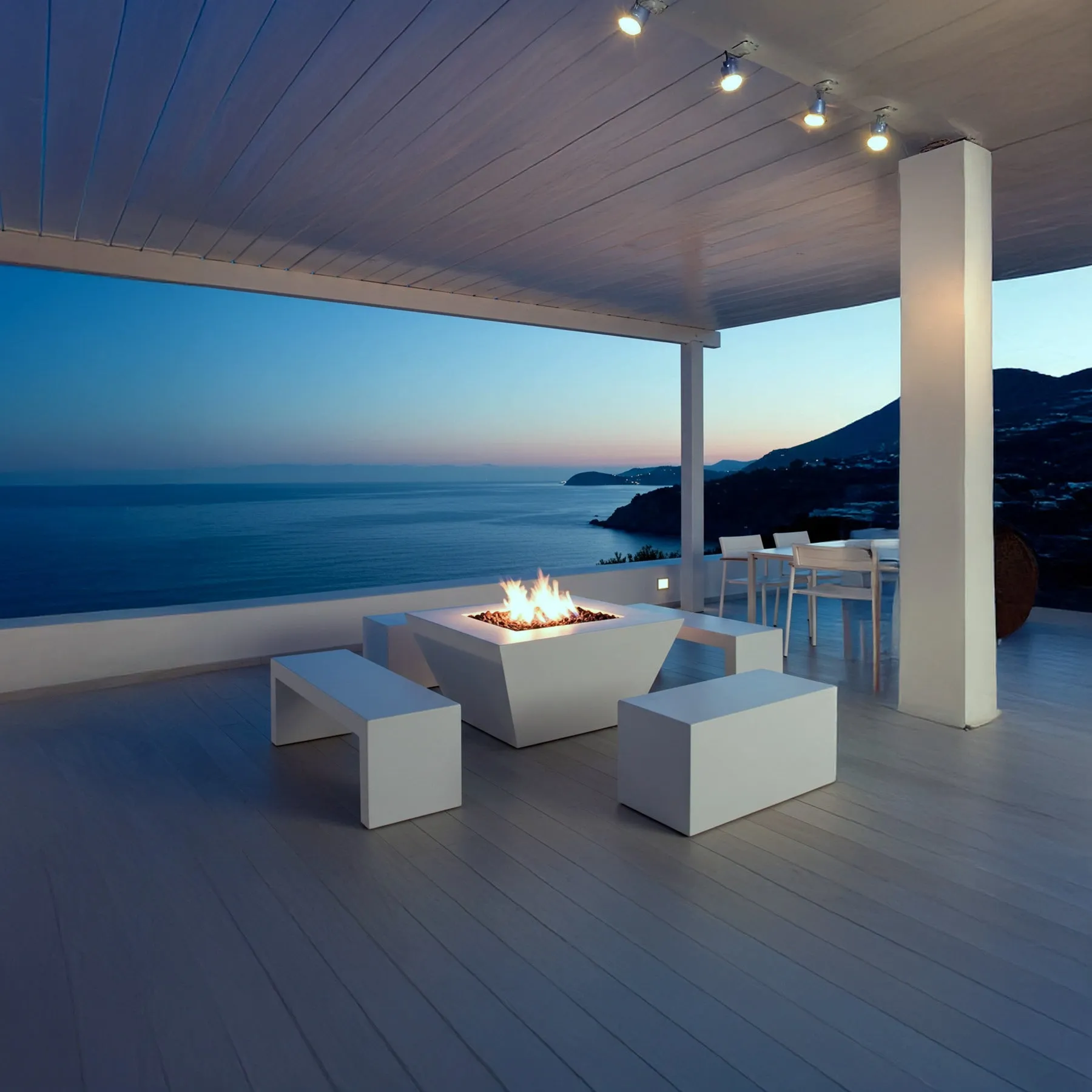 Prism Square Fire Table - Aluminum