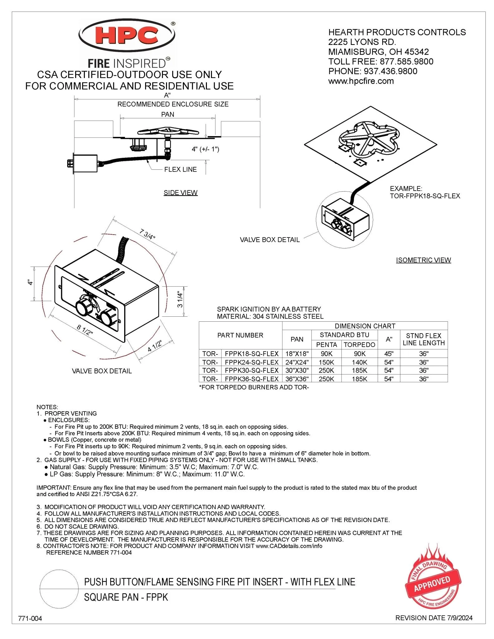 Prism Square Fire Table - Aluminum