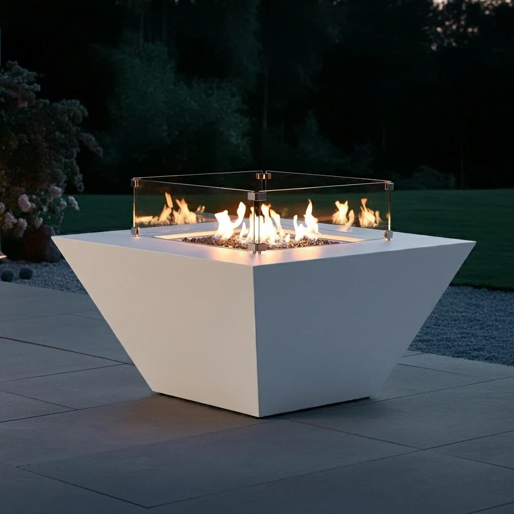 Prism Square Fire Table - Aluminum