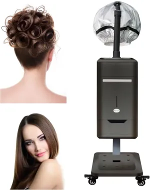 Professional Hair Steamer for Deep Conditioning, Hooded Heating Steamer Dryer Barber Steamer Machine for Oil and Dye, Use at Home and Salon Black