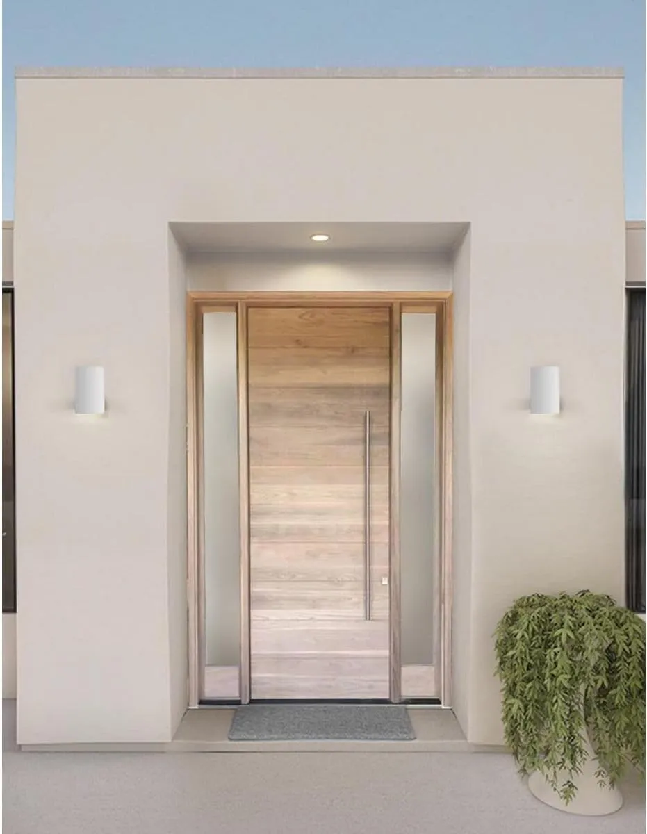 Progress Lighting P5674-30 5in Cylinder Modern Outdoor Wall Lantern Light, 7-1/4 Inch Tall, White