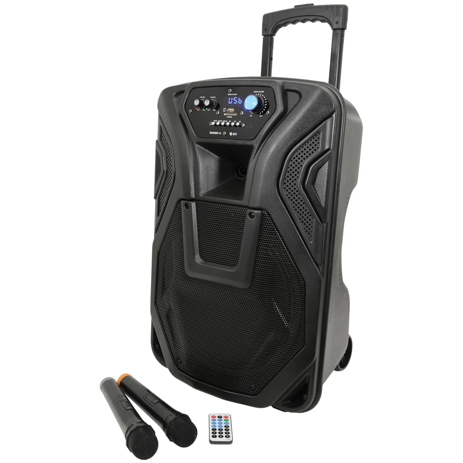 QTX Busker PA with VHF Mics & Media Player