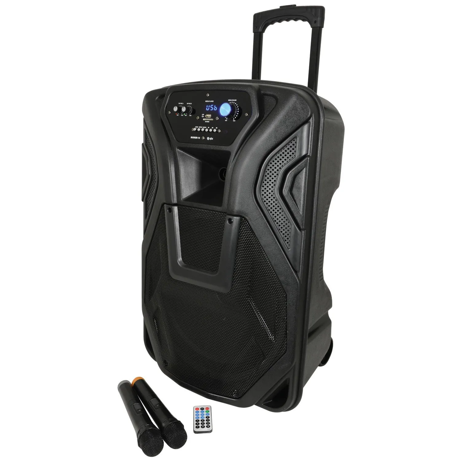 QTX Busker PA with VHF Mics & Media Player