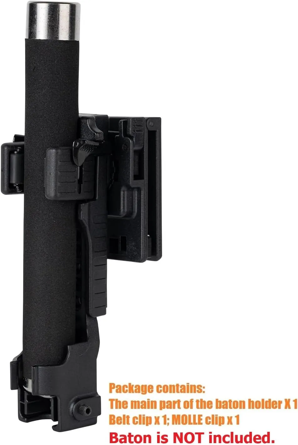 Quick Release Baton Holder w/Duty Belt/MOLLE Vest Clip Rotatable Police Baton Holster 16"-21"-26" Telescopic Baton Carrier ASP Baton Carry Case Expandable Baton Flashlight Stand LE Security