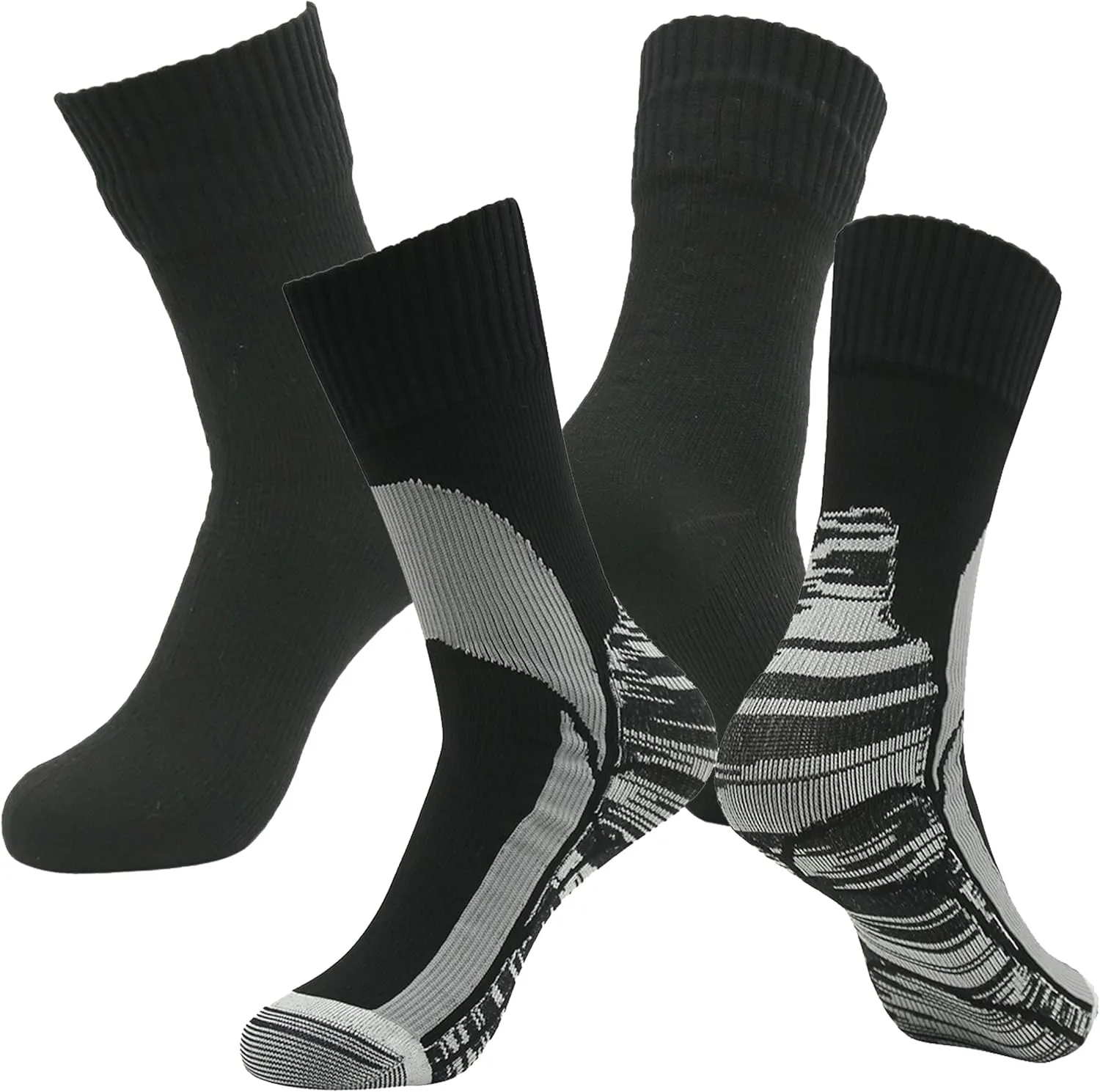 RANDY SUN Waterproof Socks, Men's Breathable Cushioned Quarter Trekking Trail Running Socks Size Black Grey Black S