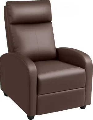 Rankok Recliner Chair Modern PU Leather Reclining Chair Ergonomic Adjustable Recliner for Living Room Home Theater Seating Single Sofa (Brown)