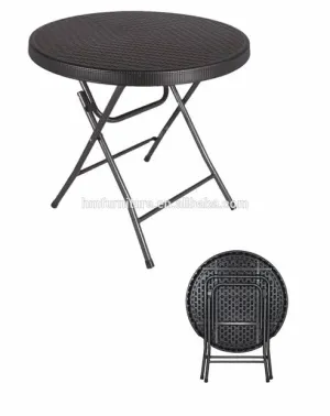 Rattan look Black foldable plastic table