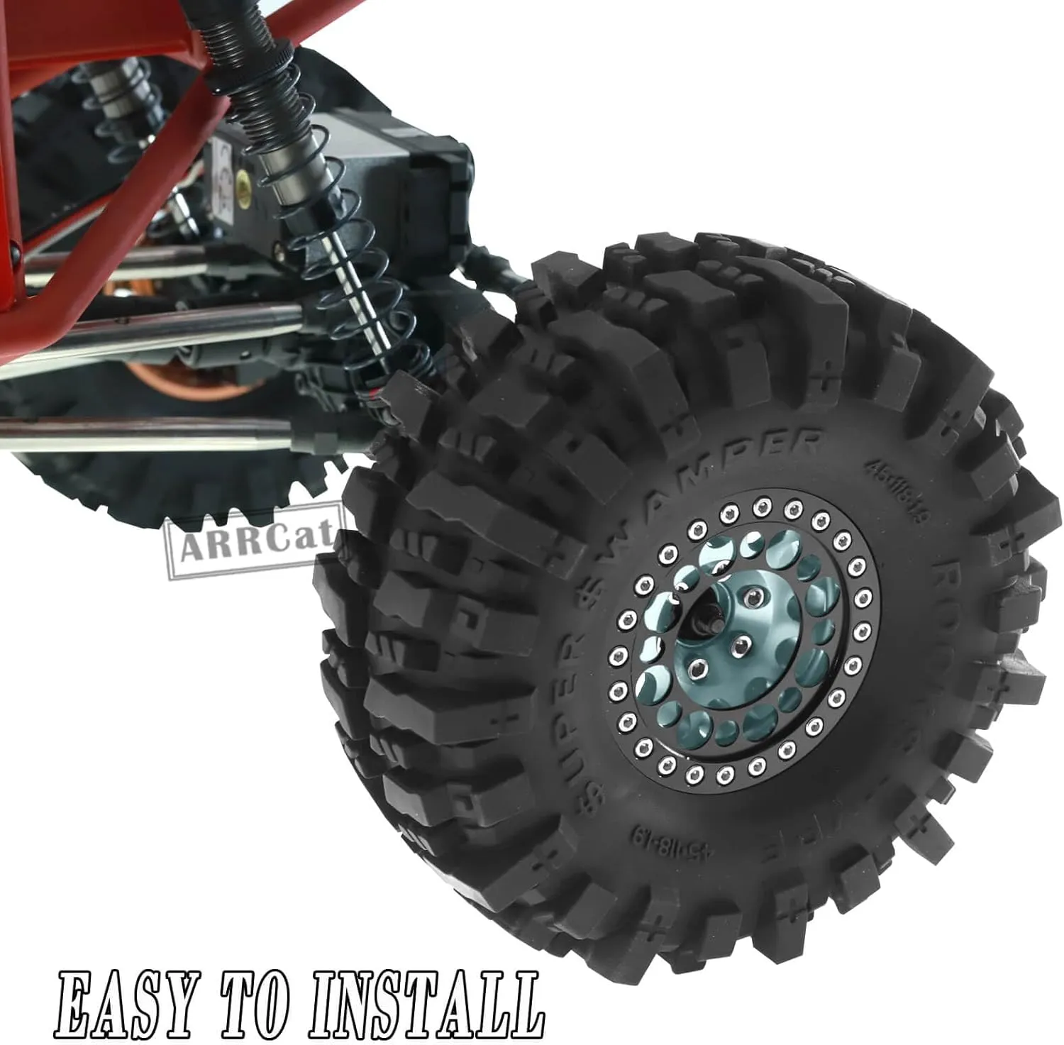 RC 1.9 Beadlock Wheels and Tires for 1/10 SCX10 SCX10 II 90046 SCX10 III AXI03007 SCX10 Pro TRX4 TRX6 Gen7/8 D90 VS4-10 RC Crawler Car,Aluminum 1.9 Beadlock Wheel Rims and Tires,Titanium