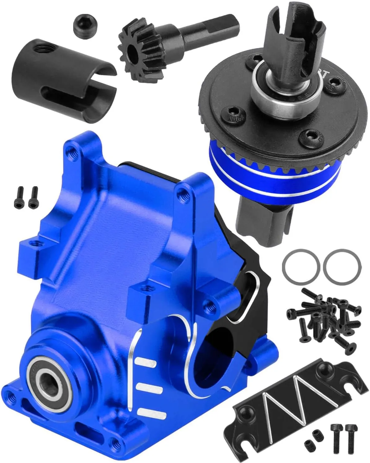 RC Aluminum Gearbox Case & 42T Differential w/15T Main Gear Upgrades Part for 1/8 Kraton/Outcast/Typhon/Notorious 6s BLX 1/7 Infraction/Felony/Mojave 6s BLX Limitless,Navy Blue