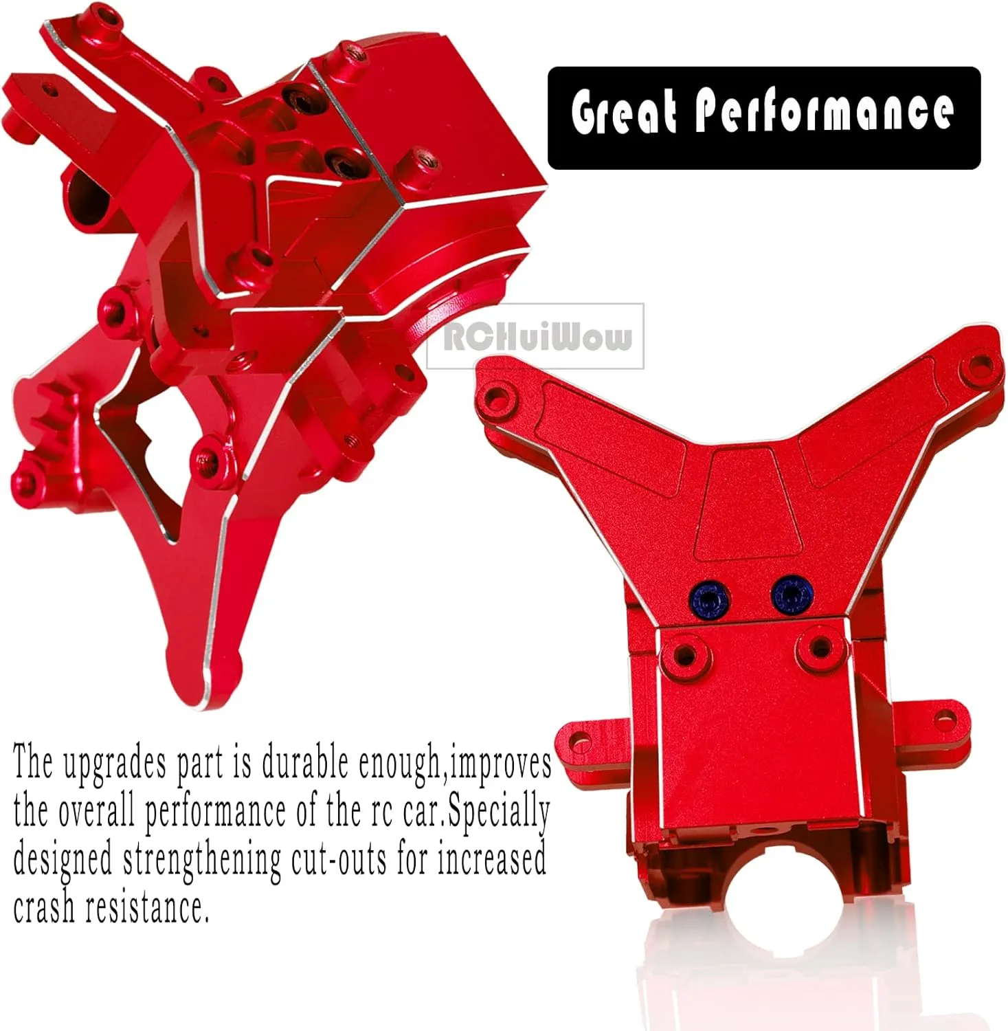 RC Composite Front Rear Upper Gearbox Covers and Shock Tower Upgrades for 1/10 Big Rock 3S BLX,Granite/Senton 3S BLX,Granite/Senton Mega550,1/8 Typhon 3S BLX,Typhon Mega550,Red
