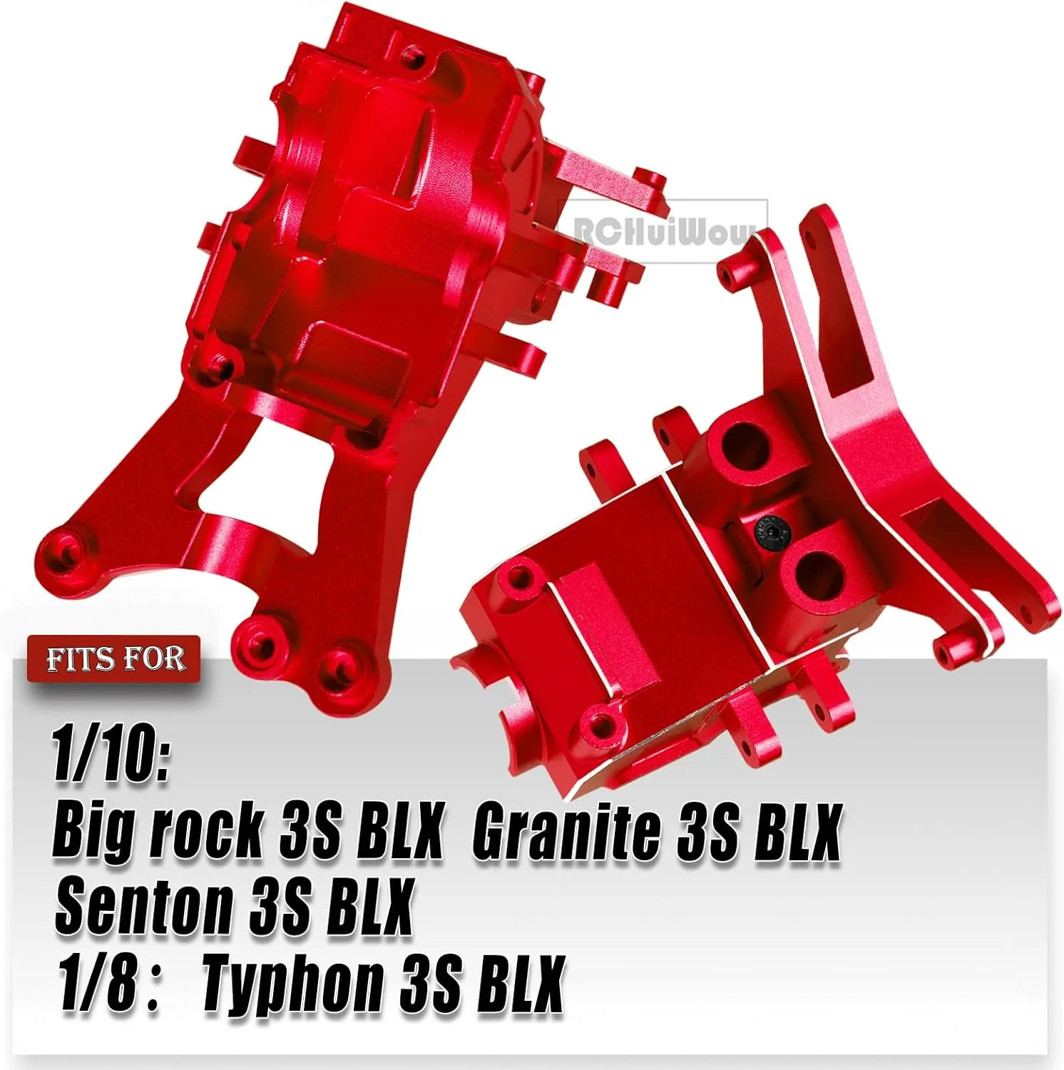RC Composite Front Rear Upper Gearbox Covers and Shock Tower Upgrades for 1/10 Big Rock 3S BLX,Granite/Senton 3S BLX,Granite/Senton Mega550,1/8 Typhon 3S BLX,Typhon Mega550,Red