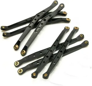 RC-Hub 8Pcs Aluminum Lower & Upper Suspension Link Linkage Rod Arm Set for 1/10 Axial Wraith 90018 RC Crawler#A (Black)