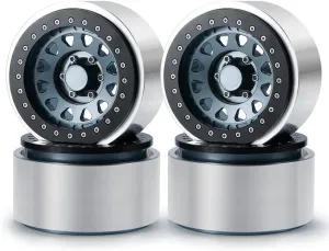 RCLIONS 4PCS Aluminum Alloy 2.9" RC Beadlock Wheels Rims for Axail SCX6 AXI05000 1/6th RC Crawler Car (Titanium)