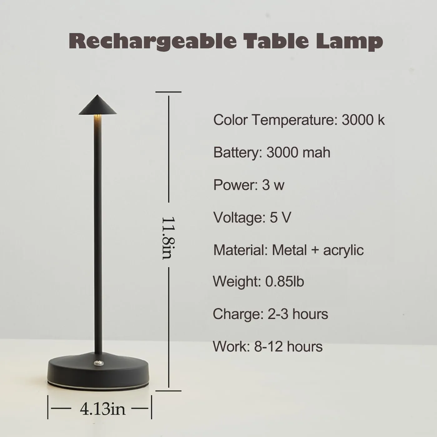 Rechargeable Cordless Table Lamp,3000mAh Battery Operated Table lamp,Portable LED Touch 2 Levels Brightness Dimmable Bar Lamp,Battery Powered Lamp for Bars,Restaurant,Living Room(2 Pack)