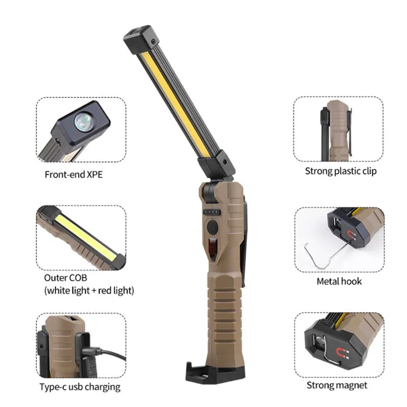 Rechargeable LED Work Light 1000 Lumen COB Lantern with Power Indicator for Outdoor Car Repair