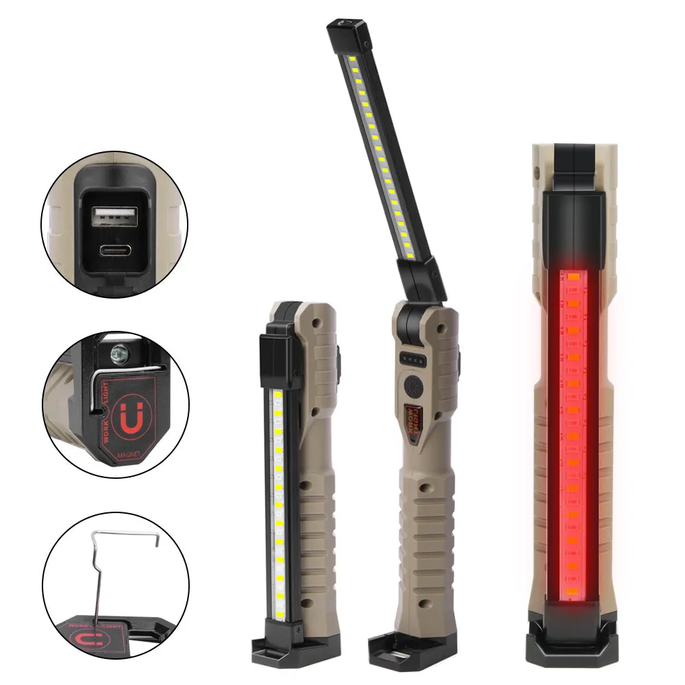 Rechargeable LED Work Light 1000 Lumen COB Lantern with Power Indicator for Outdoor Car Repair