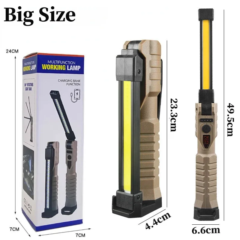 Rechargeable LED Work Light 1000 Lumen COB Lantern with Power Indicator for Outdoor Car Repair