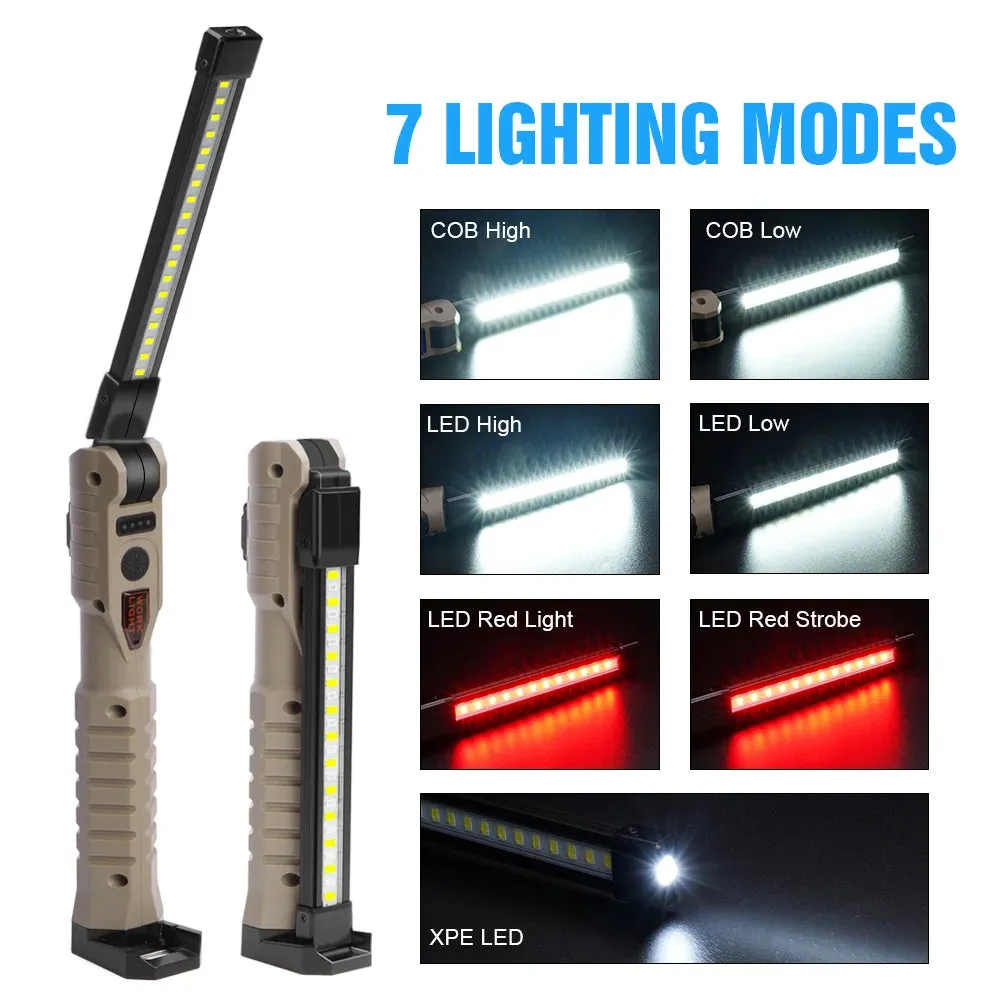 Rechargeable LED Work Light 1000 Lumen COB Lantern with Power Indicator for Outdoor Car Repair