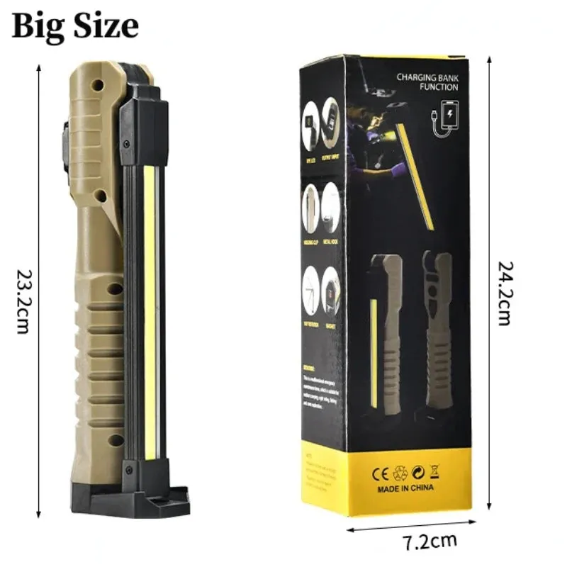 Rechargeable LED Work Light 1000 Lumen COB Lantern with Power Indicator for Outdoor Car Repair