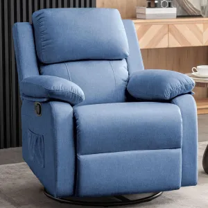 Recliner Chair, 360 Swivel Rocker Chair for Adults, Small Rocking Chair for Small Spaces, Upholstered Fabric Glider Nursery Recliner with Side Pockets for Living Room, Nursery