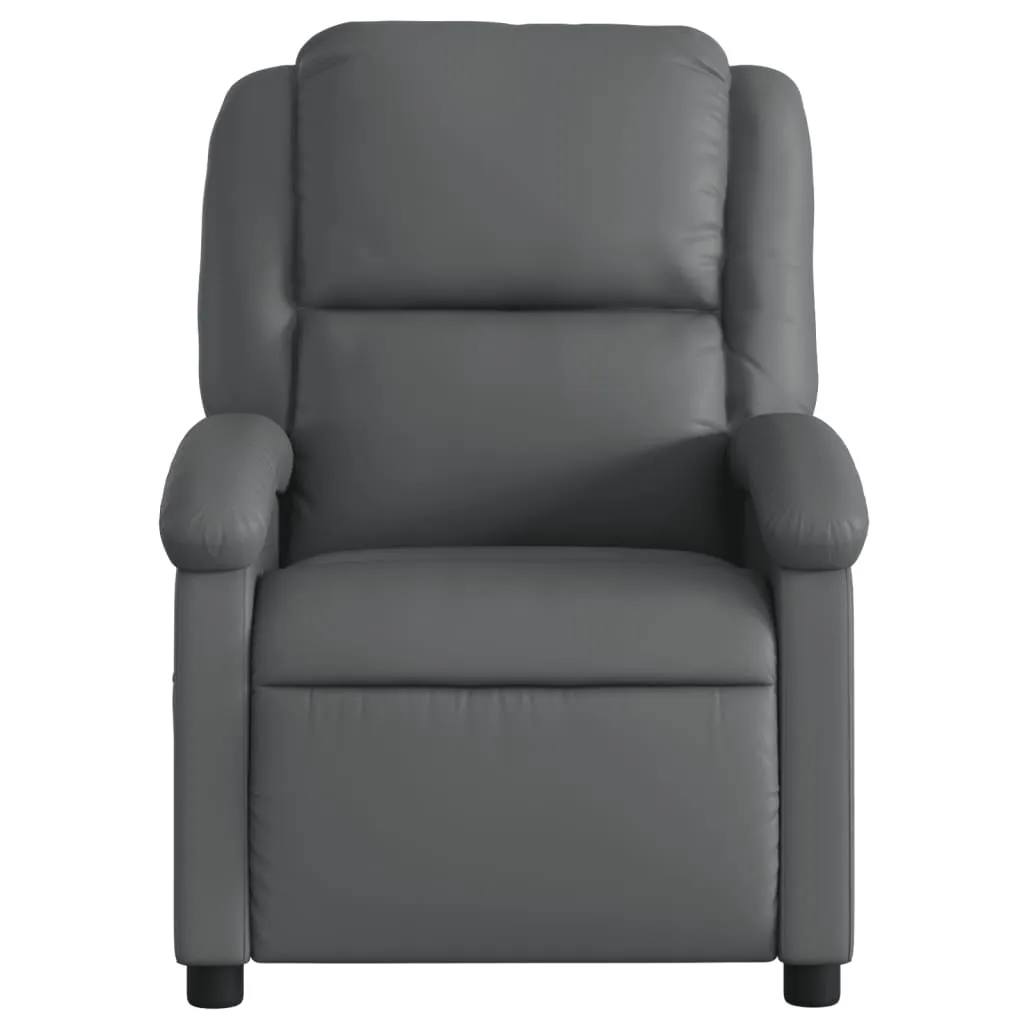 Recliner Chair Gray Faux Leather