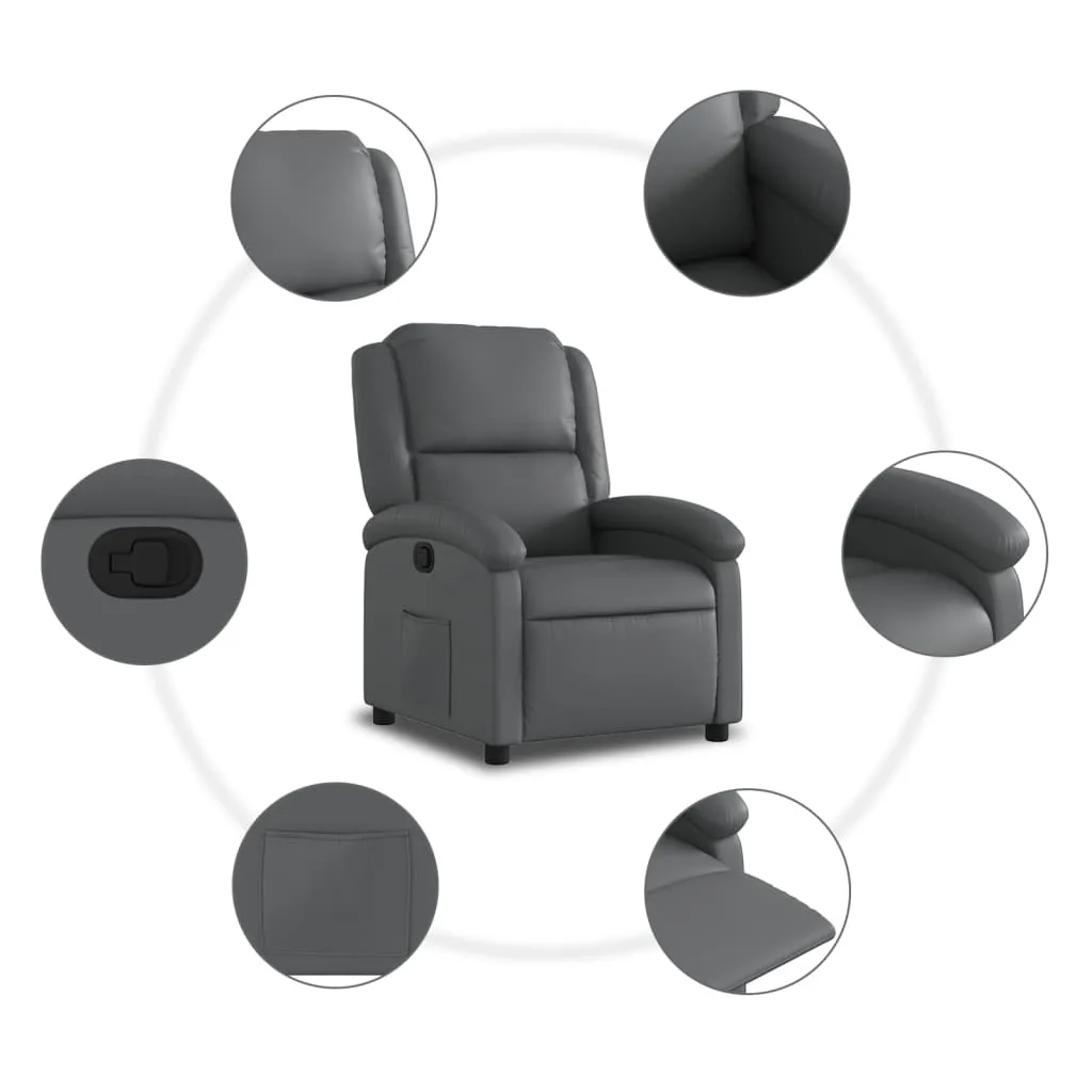 Recliner Chair Gray Faux Leather
