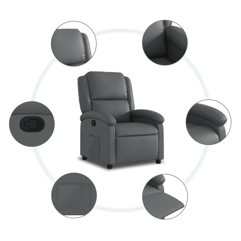 Recliner Chair Gray Faux Leather
