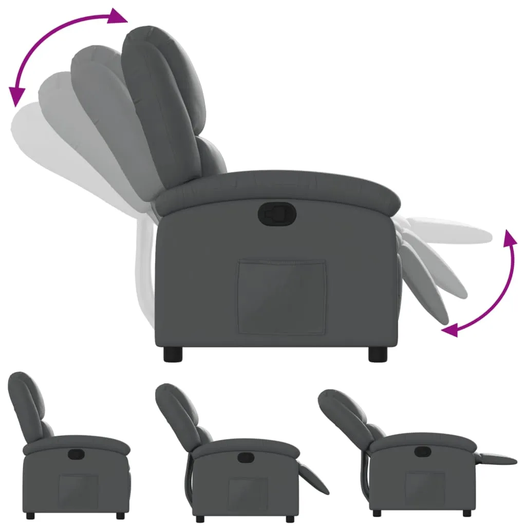 Recliner Chair Gray Faux Leather