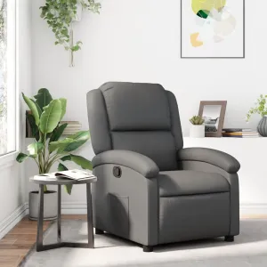 Recliner Chair Gray Faux Leather