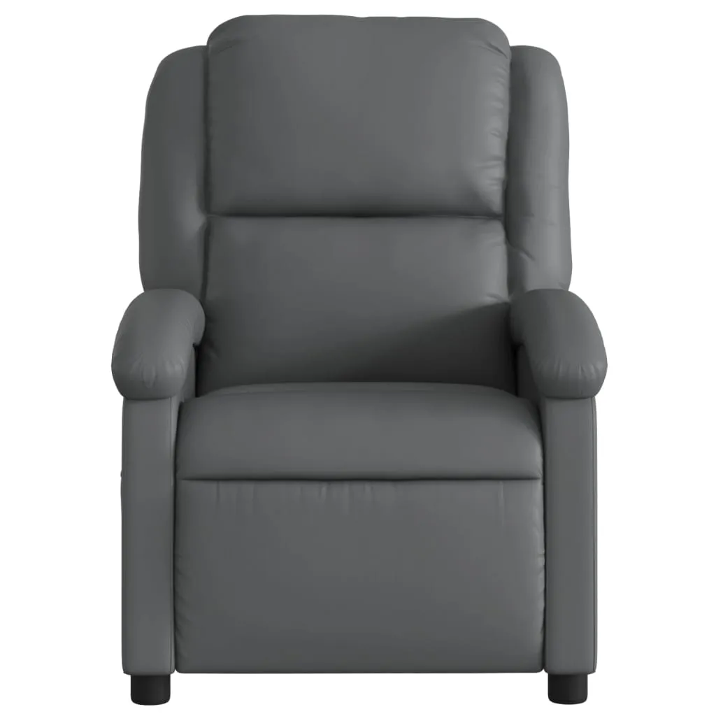 Recliner Chair Gray Faux Leather