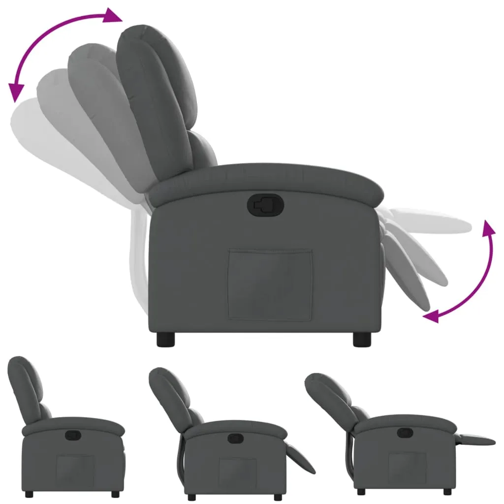 Recliner Chair Gray Faux Leather