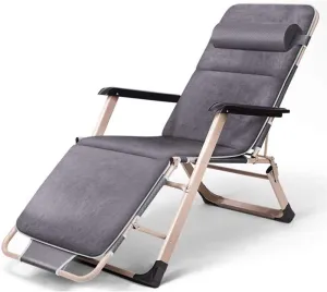 Recliner Chairs， Folding Deck Chair Bedroom Living Room Outdoor Recliner Sun Lounger Portable Travel Recliner Leisure Vacation Chair 178x52x25cm(Gray)
