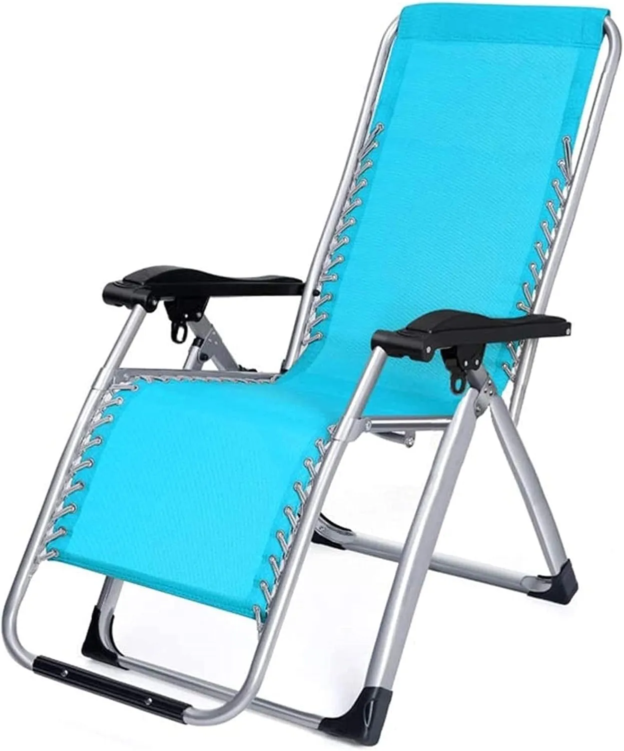 Recliner Folding Deck Chair Chair Adjustable Steel Mesh Folding Lawn Lounge Chairs Outdoor Camp Reclining Recliners Multicolor Optional Sun Lounger Garden Chairs (Blue One Size)