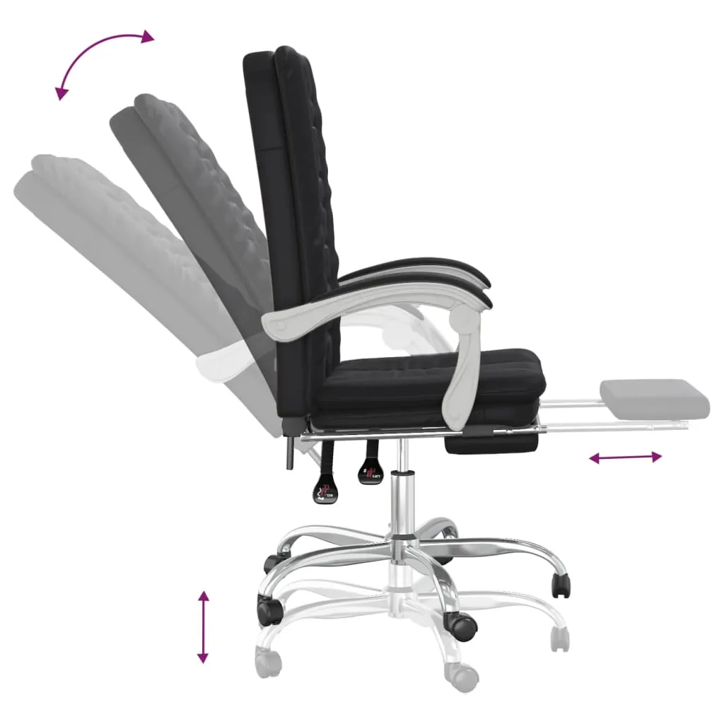 Reclining Office Chair Black Faux Leather