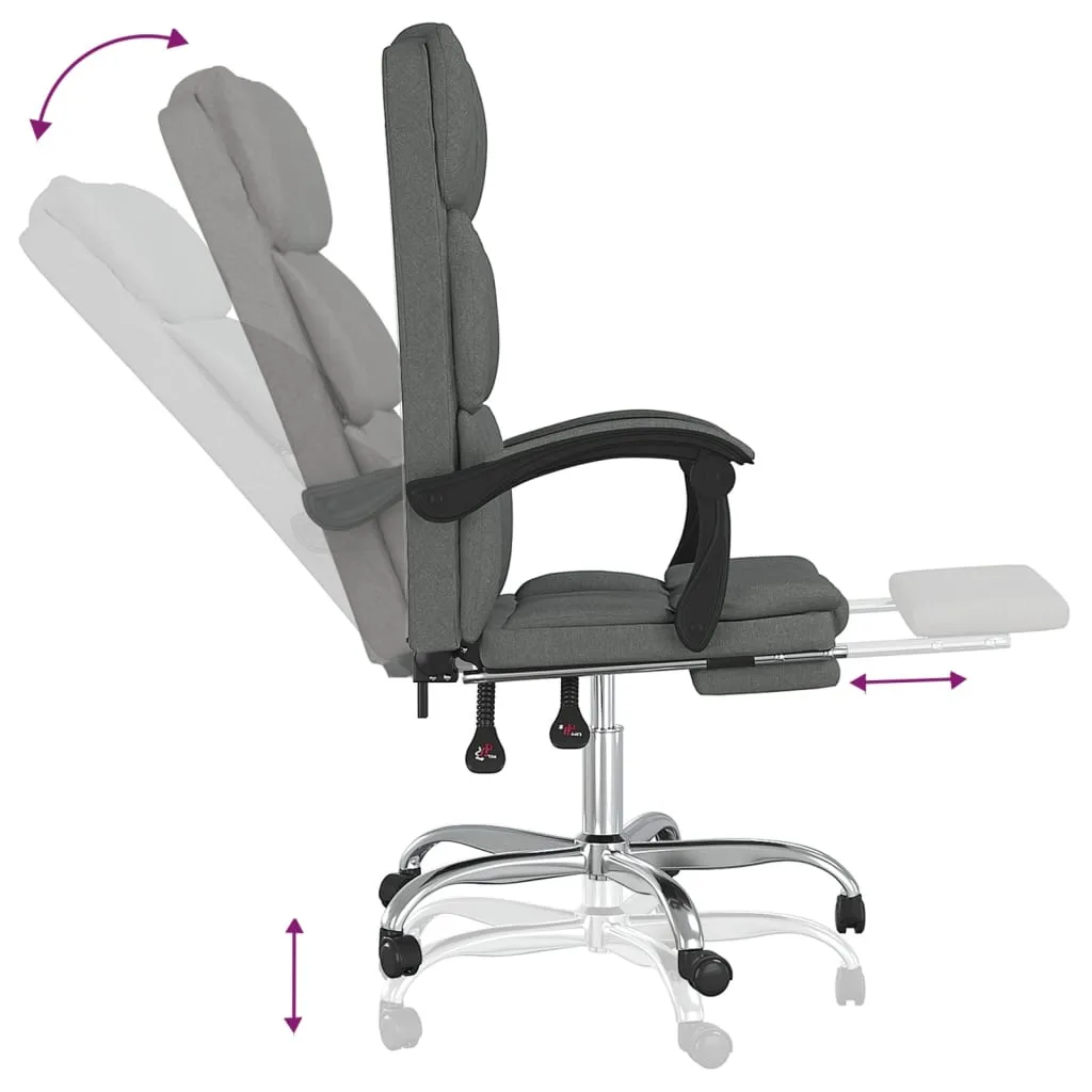 Reclining Office Chair Dark Gray Fabric