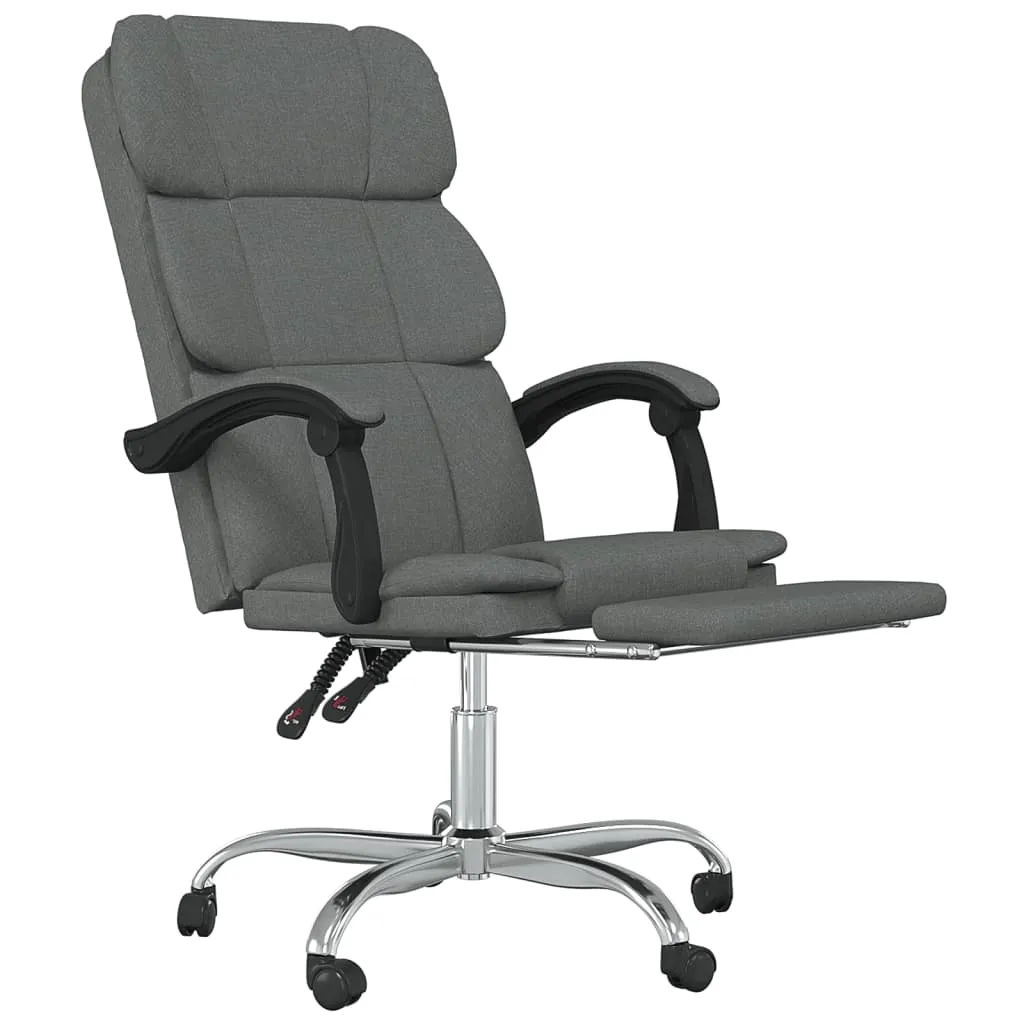 Reclining Office Chair Dark Gray Fabric