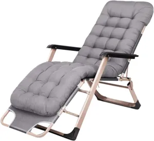 Reclining Outdoor Folding Chairs Lounge Chair Simple Folding Chair,Adjustable Folding Recliner Lounge Chair Outdoor Resting Deck Chair Lounge Patio Chair.Gray Cushion 1