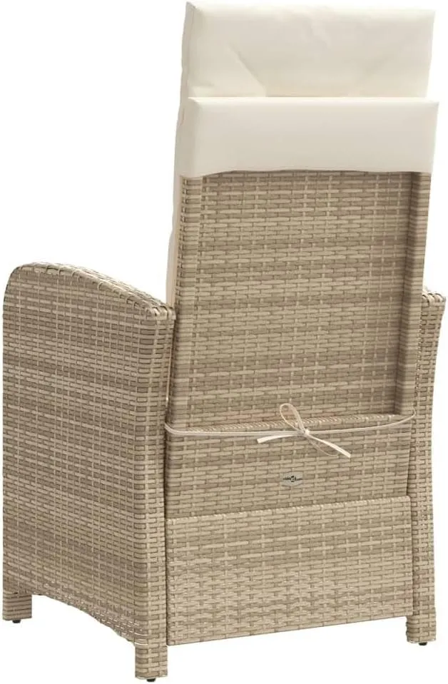 Reclining Patio Chair with Adjustable Footrest PE Rattan Outdoor Lounge Chair Beige Weather-Resistant Steel Frame for Backyard Poolside Sunroom