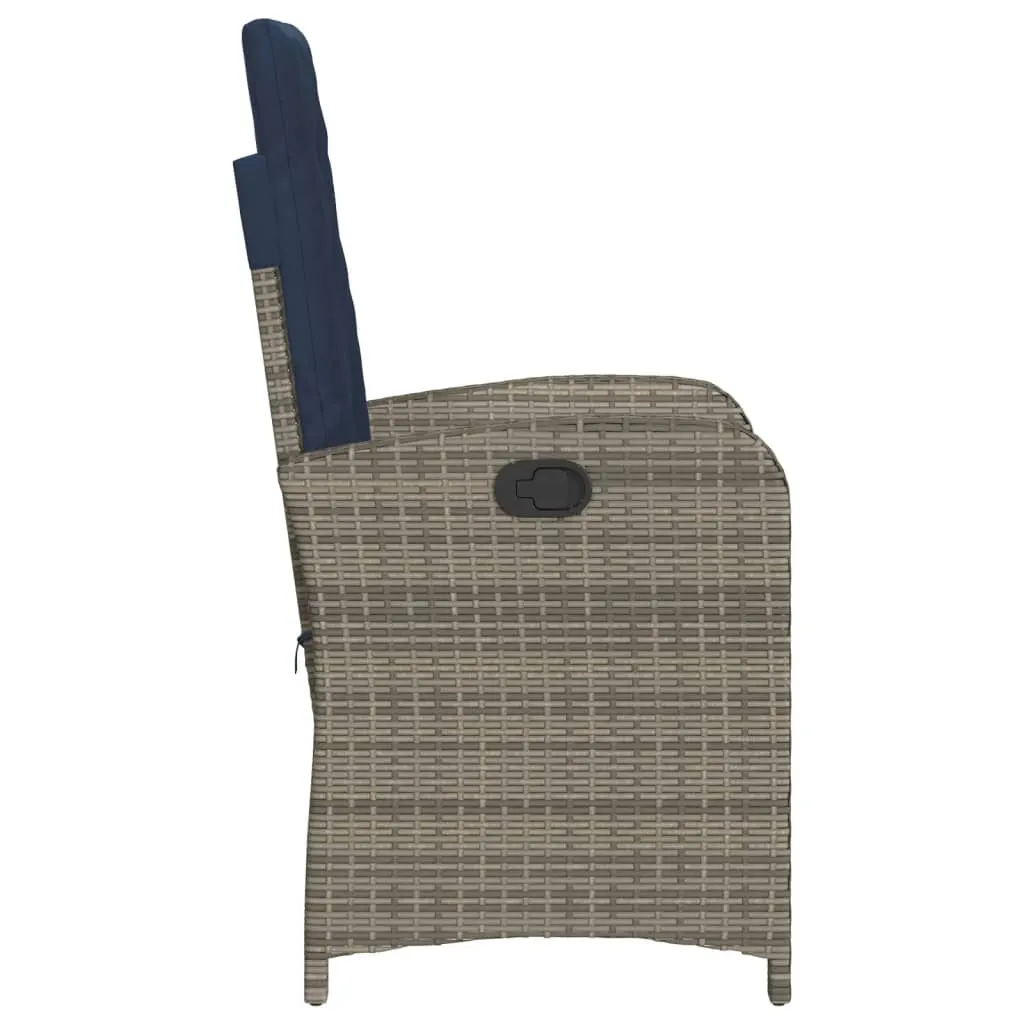 Reclining Patio Chair with Cushions Gray Poly Rattan
