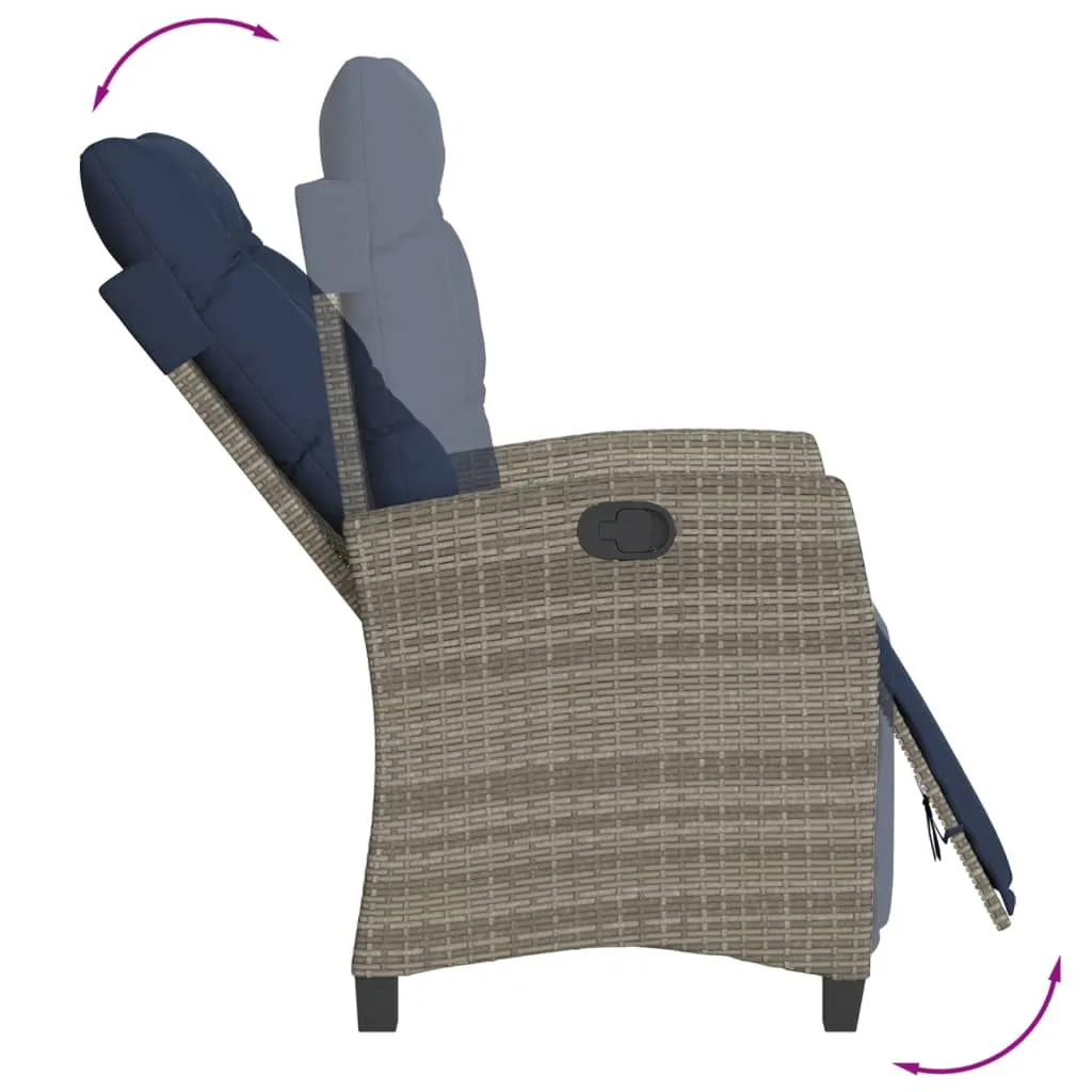 Reclining Patio Chair with Footrest Gray Poly Rattan