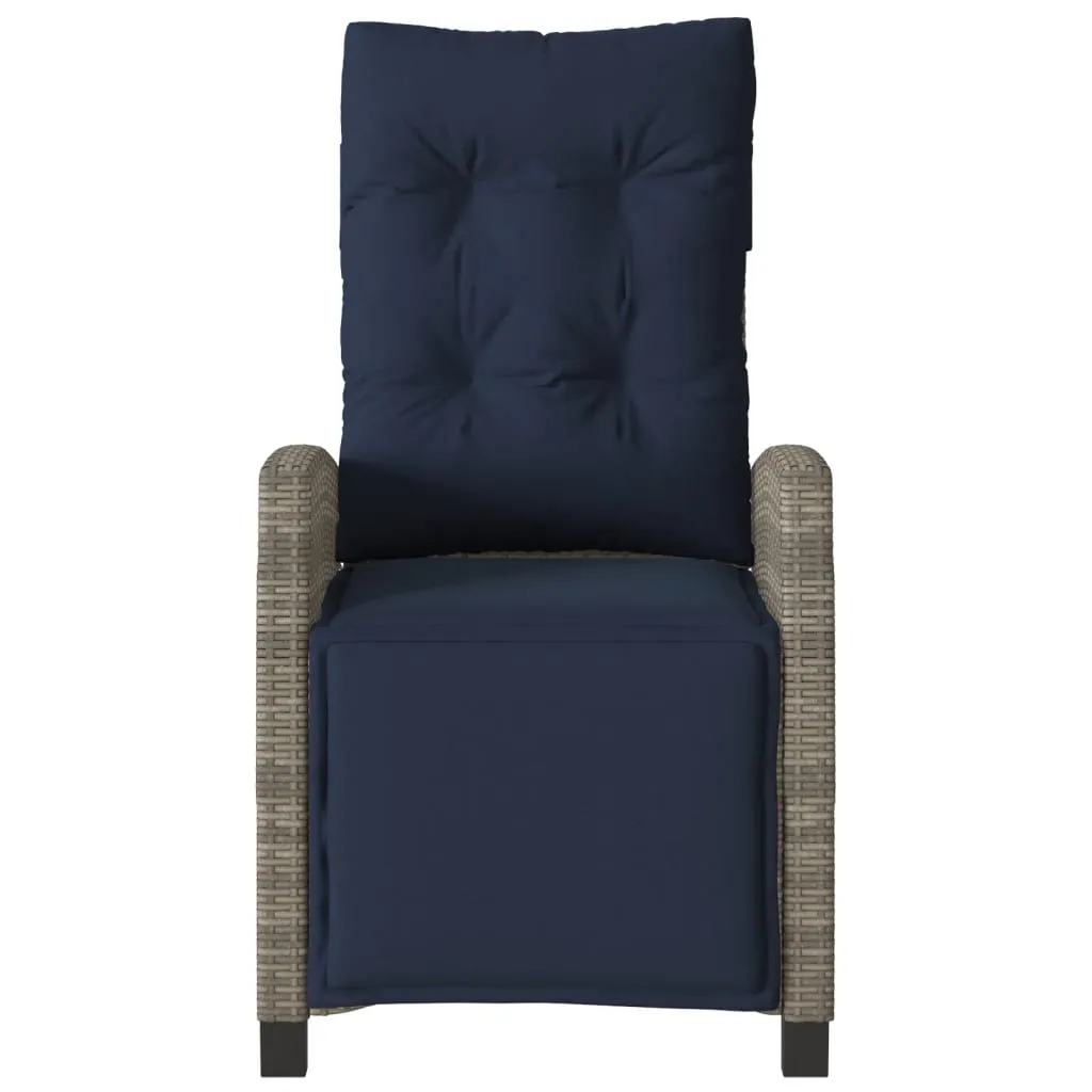 Reclining Patio Chair with Footrest Gray Poly Rattan