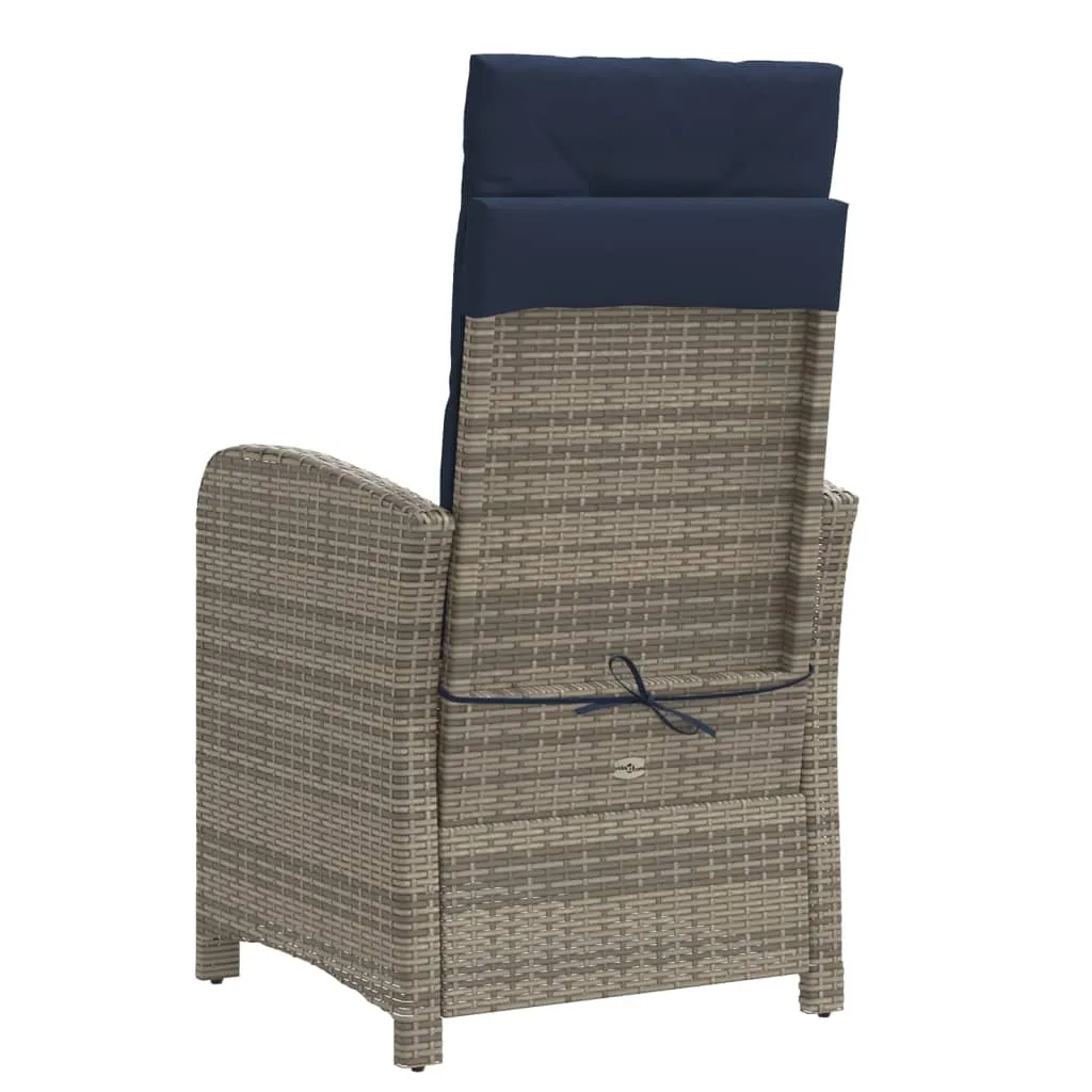 Reclining Patio Chair with Footrest Gray Poly Rattan