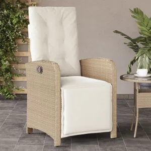 Reclining Patio Chair with Footrest Outdoor Garden Furniture Poly Rattan