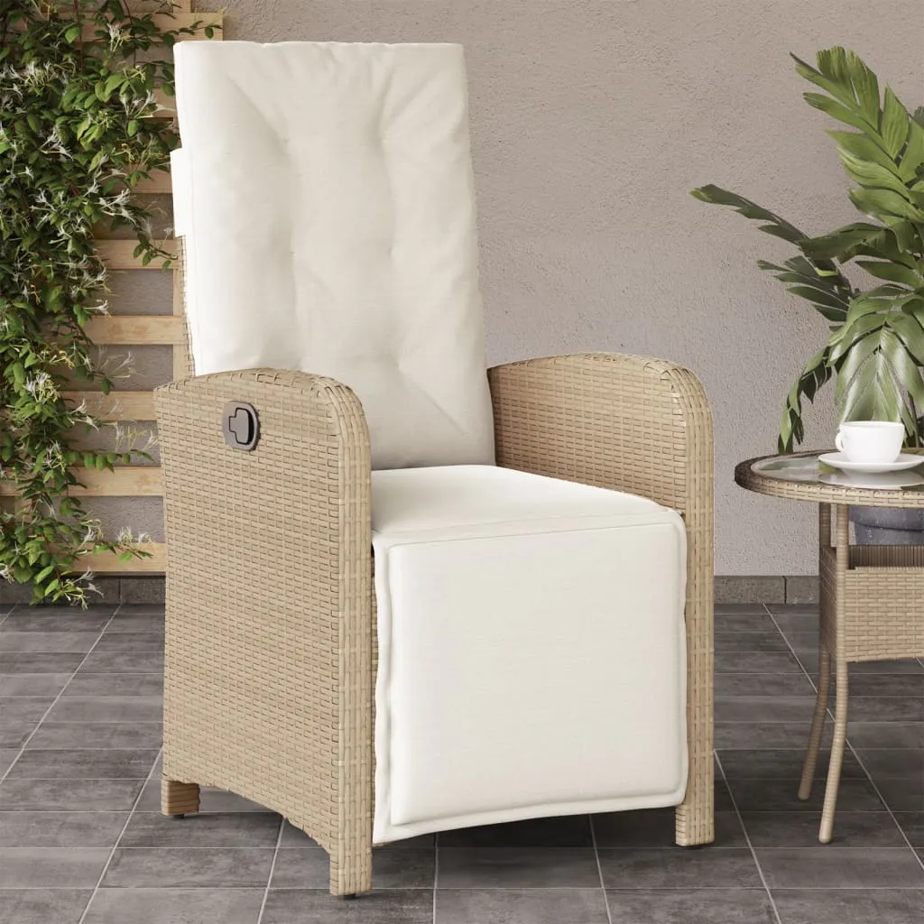 Reclining Patio Chair with Footrest Outdoor Garden Furniture Poly Rattan