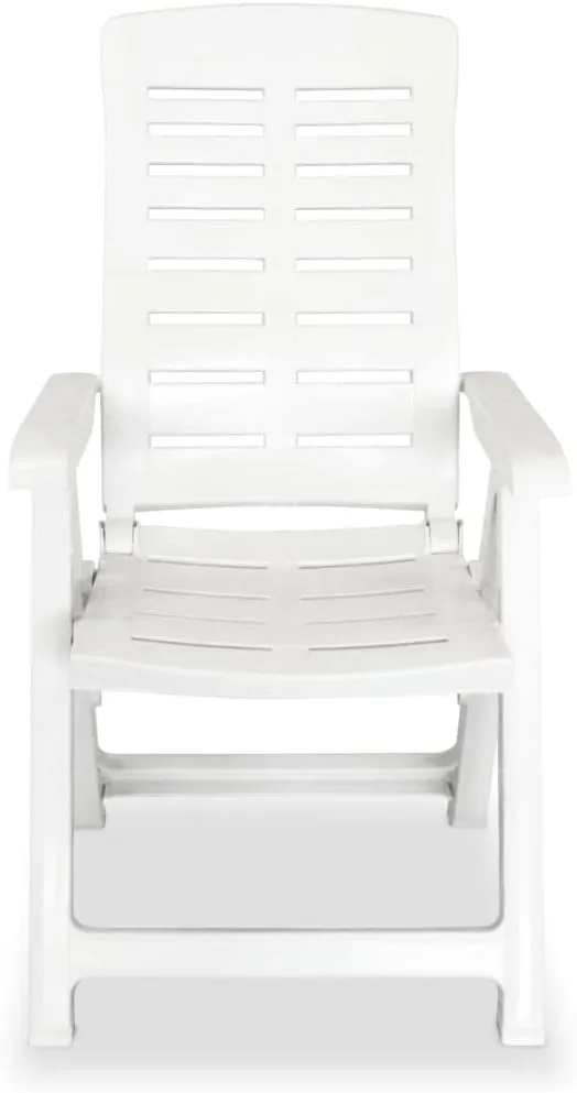 Reclining Patio Chairs 2 pcs Outdoor Plastic White Foldable Lounge Chairs for Garden, Patio, Balcony, Beach, Camping, and Lawn