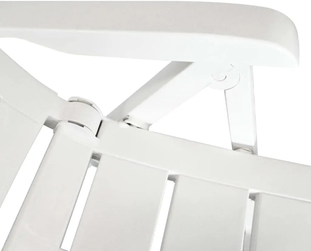 Reclining Patio Chairs 2 pcs Outdoor Plastic White Foldable Lounge Chairs for Garden, Patio, Balcony, Beach, Camping, and Lawn
